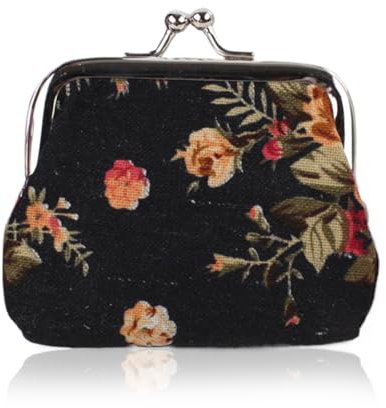 Münzbeutel, Geldbörse, Vintage Rose Kleingeldbörse, Minibörse, Clipverschluss Wallet, Coin Purse für Damen