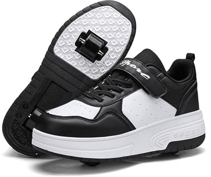 Skor med hjul för flickor pojkar enkelhjul/dubbelhjul justerbara rullskridskor infällbara sneakers med hjul för barn skoter, skridskor för utomhussporter