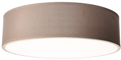 EINLICHT Deckenleuchte rund Ø 38cm | Fabric | moderne Deckenlampe Stoff für 2-Flammig E27 40W Lampenschirm Schlafzimmer Wohnzimmer Stoffschirm, Taupe Braun