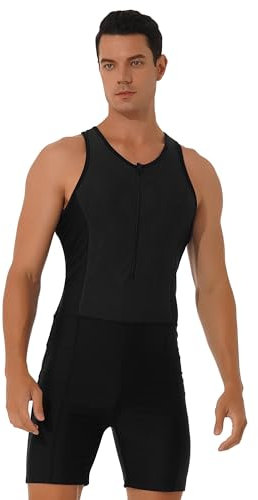 inhzoy Herren Triathlonanzug Einteiler Ärmellos für Radfahren Schwimmen Laufen Rennen Wettkampf Training Wetsuit Schwarz_A XXL
