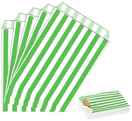 100 stycken Gröna Naschitüten Candy Bar Papperspåsar Små Kraft Butterbrödspåsar Färgglada 13x18 cm Mini Presentpåsar Papperspåsar Färgglada Tüten Candybar brödpåsar för Halloween, Jul, Bröllop