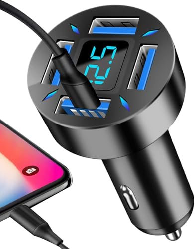 Adattatore per caricabatteria da auto, 66W USB C 4 porte Caricabatterie per auto veloce Carica rapida USB Tipo C Adattatore per accendisigari per auto, Ricarica rapida di più dispositivi contemporanea