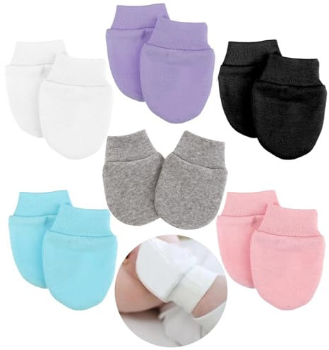 Tokaneit Babyhandschuhe,Neugeborene Baumwollhandschuhe,Winterhandschuhe für Baby,Kleinkind Fäustlinge,Baby Kratzfeste Handschuhe,Atmungsaktive Weiche Handschuhe für Den Winter 6 Paar