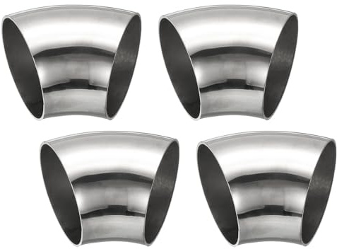 PATIKIL 4Pcs Curva A 45 Gradi Con Mandrino, Diametro Esterno 60mm, Tubo Di Scarico In Acciaio, Connettore Per Tubo Di Scarico In Acciaio Inox 304, Per Ringhiera E HVAC