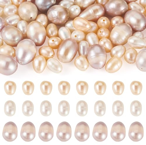 Cheriswelry 60 perle d'acqua dolce naturali a forma di riso, perle coltivate eleganti irregolari per la creazione di gioielli, orecchini, forniture artigianali