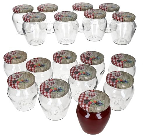 MamboCat Marmeladengläser 18er Set mit Deckel Holz-Herz Rot Beeren | 212 ml | Einmachglas to 63 | Einkochen & Aufbewahren
