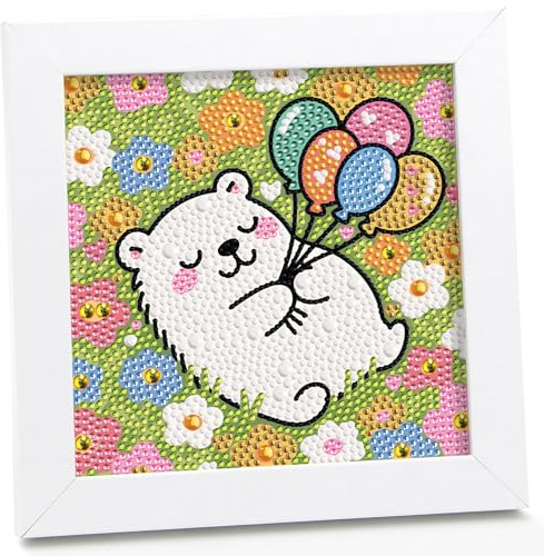 UiSdfuy Diamond Art Kits for Kids with Frame,6 inches Diamond Painting for Kids,Gem Art Kits for Boys & Girls Crafts Supplies Gifts (Bear)