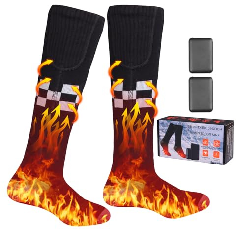 Calcetines Calefactables para Hombre y Mujer Calze al ginocchio Calentamiento de 360 ° con Batería 5000 mAh/5V Calze Termiche Ricaricabili 4 Temperature per l'intero Plantare per Invierno Sport