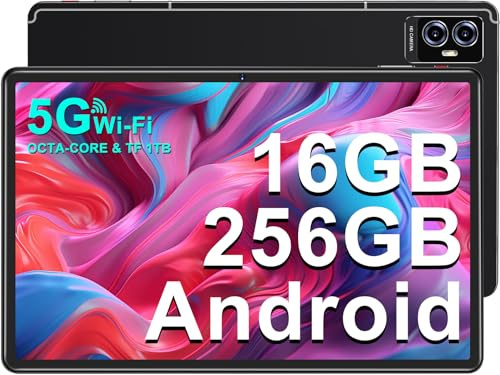 Tablette Android Tablette 11 Pouces Tablette avec 16Go RAM + 256Go ROM (TF 2To), 2000 x 1200 FHD, Octa-Core 2.0 GHz, 2.4G + 5G WiFi, 8600mAh, 5MP + 13MP, Bluetooth5.0, Tablette Tactile avec étui-Noir