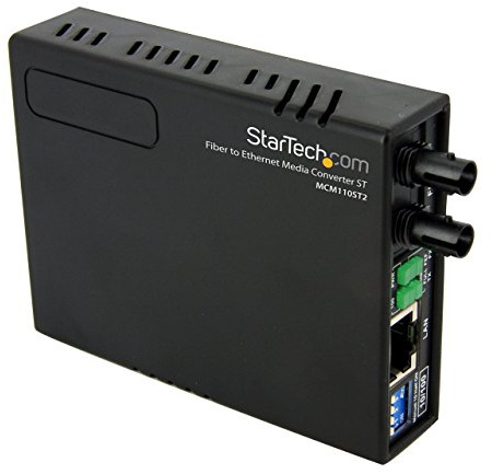 StarTech Multi-Mode (MM) ST Fiber Media Converter for 10/100Mbps Networks, Standalone Ethernet to ST MM Fiber Media Converter, 1310nm, 2km - TAA