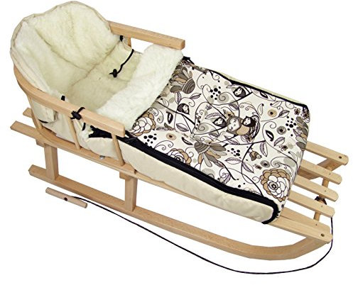 Balliwell combi-system träsläde med ryggstöd och draglina universell vinter fotväska (90 cm), passar även för barnskål, barnvagn, buggy, av ull i uggledesign (motiv $3)