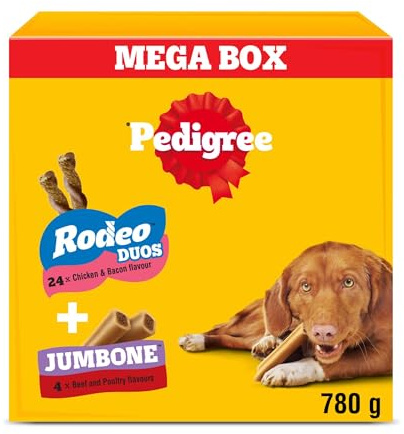 Pedigree Rodeo Duos & Jumbone Medium Dog Treats in Mega Box - Multi Mix, 780g Chews (Pack of 1)