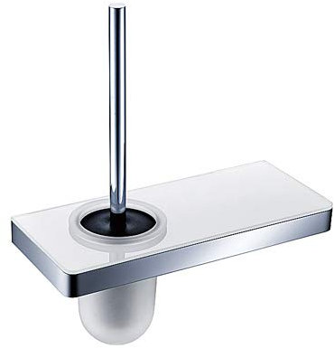 BERNSTEIN® Toilettenbürstenhalter G505 Edelstahl - WC-Bürste mit Ablage aus Glas