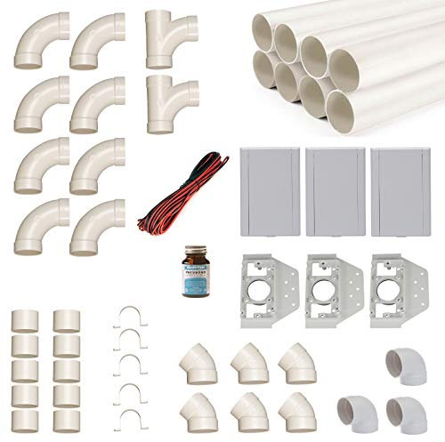 crossvac Set di 3 ventose con tubi, raccordi e Co – Kit di montaggio fai da te per aspirapolvere – Ventosa VacuValve rettangolare bianco