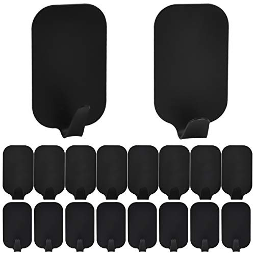 Chstarina 16 Piezas Ganchos Adhesivos, Ganchos de Pared Acero inoxidable, Gancho Pared Puerta Colgadores Toallero Perchero para Baños, Dormitorios, Cocinas. (Negro)