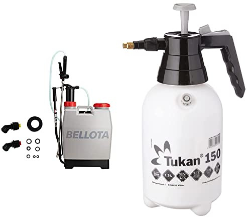 Bellota 3710-16 - Pulverizador Con Mochila, 16 Litros + Tukan 150, Pulverizador De Presión De 1,5 Litros Con Boquilla De Latón Ajustable Y Válvula De Presión