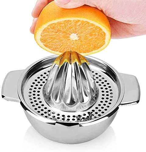 Exprimidor Manual de Acero Inoxidable 304 Con Recipiente para Naranjas y Limones - Prensadora de Cítricos y Frutas Ideal para Jugo Diario
