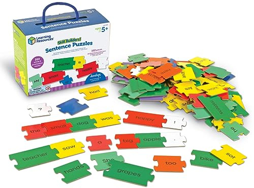 Learning Resources Skill Builders Sentence Puzzles, 112 Pieces, Ages 5+, Words, Letters, Language Skills, Sentence skills, Preschool Learning Toys, Learning & Education Toys
