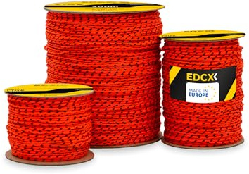 EdcX Mason's Cord ⌀1,7mm | 50m, 100m and 300m | Nylon | Brick Line, Mason Line Level for Construction, Gardening, DIY | Tear-Resistant, Weatherproof, Low Stretch Utility Cord (Orange+Black, 100 m)