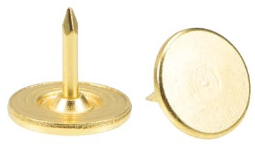 QUARKZMAN 30Pcs Clous de Tapissier, Tête Plate de 11mmx10mm, Clous Décoratifs pour Meubles, Clous à Pouce pour Canapés Et Têtes de Lit, Couleur Or