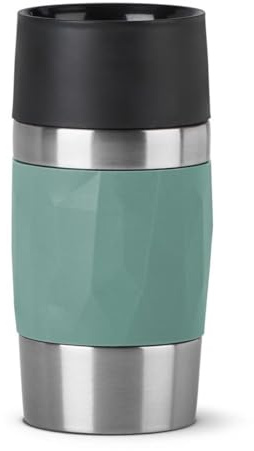 Tefal Thermobecher, 0,3 l, doppelwandig, isoliert, hält heiße Getränke 3h, kühl 6h, Edelstahl, Silikonbeschichtung, Travel Mug Compact N2160310