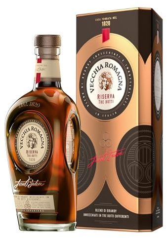 Vecchia Romagna Riserva Tre Botti 70cl - Elegante Confezione Regalo - Blend di distillati invecchiati in tre botti differenti, gusto ricco e intenso. 40,8% vol.