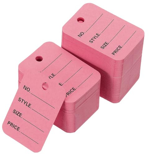 PATIKIL 1000Pcs Price Tags, 2x1.4in Clothing Price Labels Blank Merchandise Marking Tags Size Style Price Perforated Paper Hang for Retail Store Display,Pink