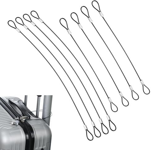 CLKE 8Pcs Safety Cable Lock, 20cm & 30cm Safety Cable Wire Rope with Double LoopCable Lock, Braided Security Cable for Padlock, Luggage, Bicycles, Outdoor Doors, Photo Frames (Black)