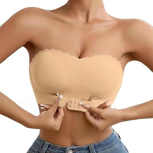 Gkaopi Reggiseno Senza Spalline Donna Reggiseni Senza Ferretto Apertura Frontale Reggiseni a Fascia Invisibile Senza Cuciture Bandeau Top con Fascia Antiscivolo Strapless Stretch Brassiere Tops