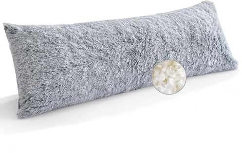 Carasylvia Cuscino per chi dorme sul fianco, in memory foam, 2,65 kg, per adulti, con rivestimento rimovibile, caldo, morbido, per gravidanza, cuscino per dormire e allattamento, grigio, 136 x 51 cm