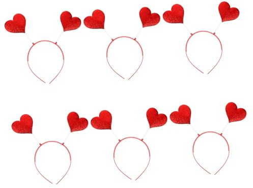SAFIGLE Diadema de Corazón Rojo para Mujer 6 Piezas Tamaño Único Decoración para Peinados de Fiesta Accesorios Cabello Niñas Día de San Valentín