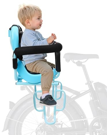 Deurqund Cykelsits för barn, bak, barnstol från 9 månader till 6 år, blå cykelbarnstol med säkerhetssele, U-formad skyddsbåge, för stadscykel, e-cykel, mountainbike