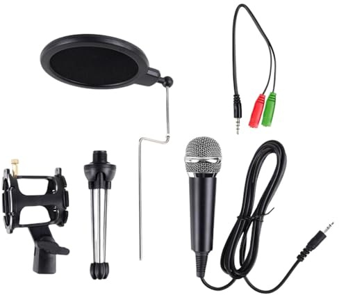 Bärbar kondensatormikrofon-kit för onlinekurser karaoke USB/3,5 mm adapter