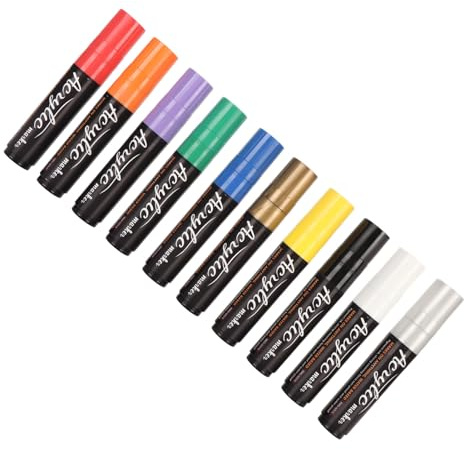 Marcador de Pintura Acrílica con Puntas de Fibra de 15 Mm, 10 Colores para Pintura Rupestre, Rotuladores de de Secado Rápido para Proyectos de Arte de Bricolaje, Rotuladores de Grandes