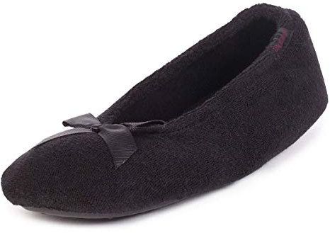 Isotoner Terry Ballerina, Women Low-Top Slippers, Black (Black), S UK (36/37 EU)