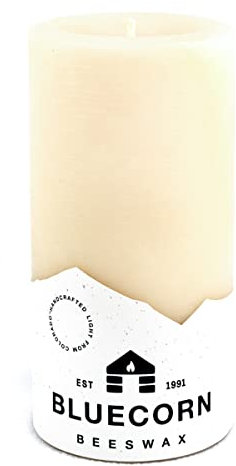 Bluecorn Beeswax Pillar Candle, 100% Pure Natural Bees Wax, Ivory White 3x6 Candle, Clean Burning & Dripless, Long Lasting (90 Hrs), Paraffin, Soy & Fragrance Free, Home Decor, American Made, 1 Count
