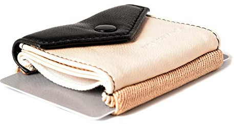 Geldbörse klein mit Münzfach aus Echt-Leder für Damen & Herren I Slim Wallet Portemonnaie I 15 Karten + Geldscheine + Münzen I Peak New York