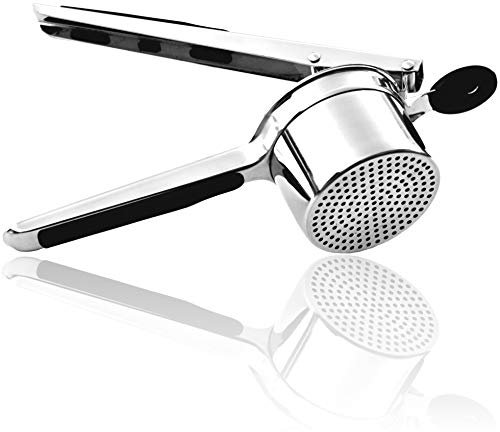 Vita Saggia Stainless Steel Potato Ricer and Masher, Heavy Duty, Premium Grade, Large Capacity, Vegetable Ricer and Fruit Ricer, Great for Purees, Fruit Juicer, Baby Food Press Squeezer Too (Black)