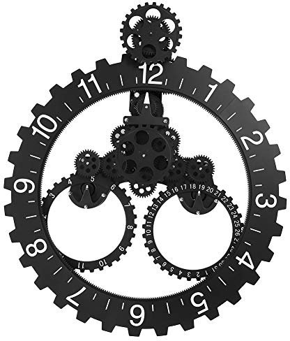 Fdit Uhr mechanische 3D Moderne Steampunk Kalender Rad Wanduhr (schwarz) Wanduhr, europäische Retro-Ausrüstung