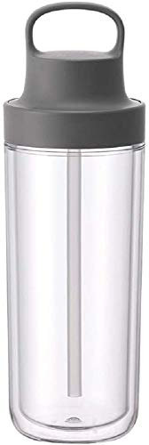 KINTO ToGo 20075 Light Weight Bottle with Straw and Dishwasher Safe 480ml Dark Grey