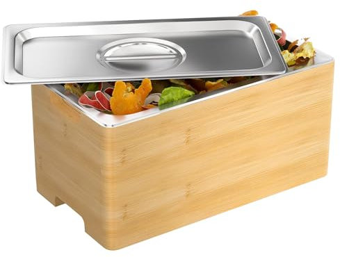 Bac à Compost de Cuisine, Poubelle à Compost,Compost de Cuisine intérieur avec 304 Acier Inoxydable - Seau a Compost avec Couvercle pour Déchets Alimentaires, 6 litres