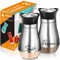 powglass Salz- und Pfefferstreuer Set, 4 oz Glasboden Salz Pfefferstreuer mit Edelstahldeckel für Küche Kochtisch, Wohnmobil, Camp, BBQ Nachfüllbares Design (Silber)