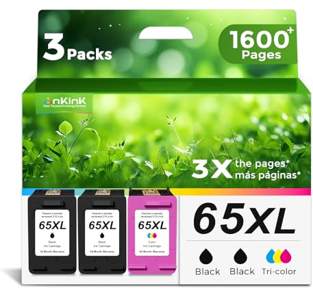 3-Pack 65XL 65 XL Compatible Ink Cartridge Replacement for HP Ink 65 HP65 XL HP65XL Black Color Combo to Envy 5055 5000 5052 5010 5070 5014 3755 3700 3772 2600 3752 2652 2655 2622 2640 Printer