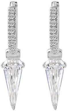 KnSam Orecchini a cerchio in oro bianco 9 K Au375, orecchini da donna con moissanite oro 750, stile Liberty, gioielli in vero oro, Oro bianco 9 carati (375), Moissanite