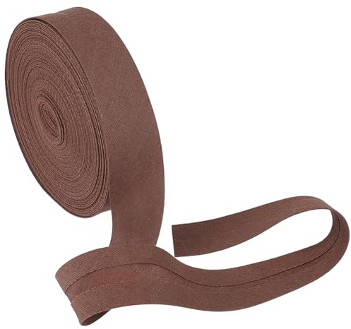 BENECREAT 10 M Cinta De Sesgo De Doble Simple De Polialgodón Marrón Coco De 18 MM De Ancho Para Costura De Ropa De Bricolaje, Costura, Tubería, Acolchado