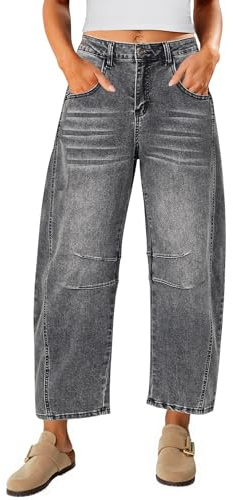 Vetinee Baggy Jeans Donna Pantaloni Donna Jeans Grigio Foxy Taglia Medium: EU 38-40