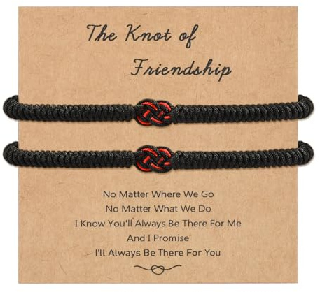 VU100 2Pcs Best Friend Bracelets Friendship Bracelets for Friend Sister Friendship Gifts for Him Her Buddhist Tibetan Handmade String Long Distance Lucky Bracelet Birthday Gifts for Women Men