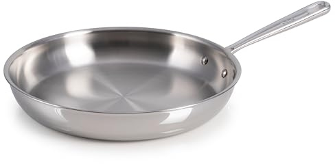 T-Fal Pro Tri-Ply Fry Pan, Stainless Steel Pan 12 inch, Induction Cookware, Oven Safe 500F, Fast & Even Heat, Professional Quality & Durability, Skillet, Cookware, Silver