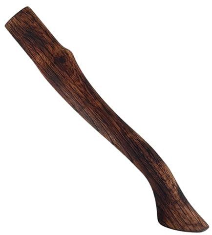 Poignée de hache bois de hêtre de 14,6 pouces de longueur de hache de remplacement de hache de randonnée carbonisée à l'extrémité incurvée des poignées de hache résistantes à l'extrémité lisse