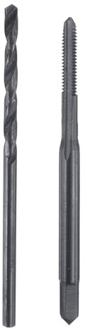 sourcing map Tap and Drill Bit Set, 1pcs 2-56 UNC Straight Flute Thread Screw Taps & 1pcs 1.8mm Twist Drill Bits, Black Oxide HSS-6542 Tapping Threading Tool Kit